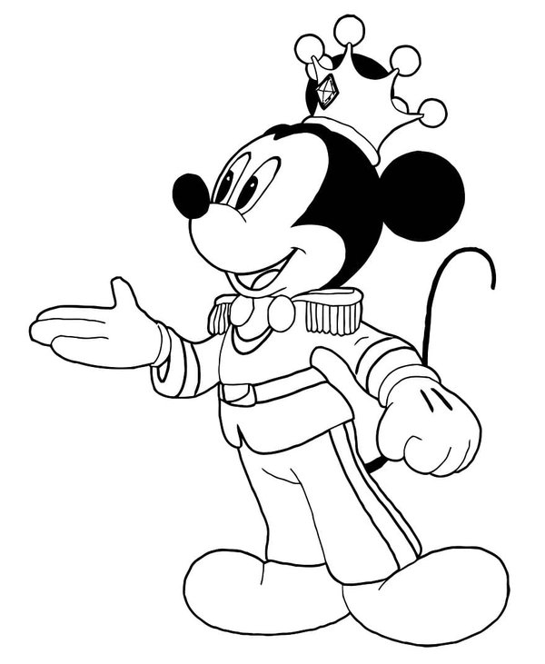 Prinz Mickey Mouse coloring page for children