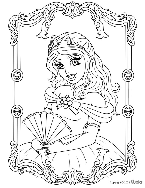 Prinzessin im Spiegel coloring page for children