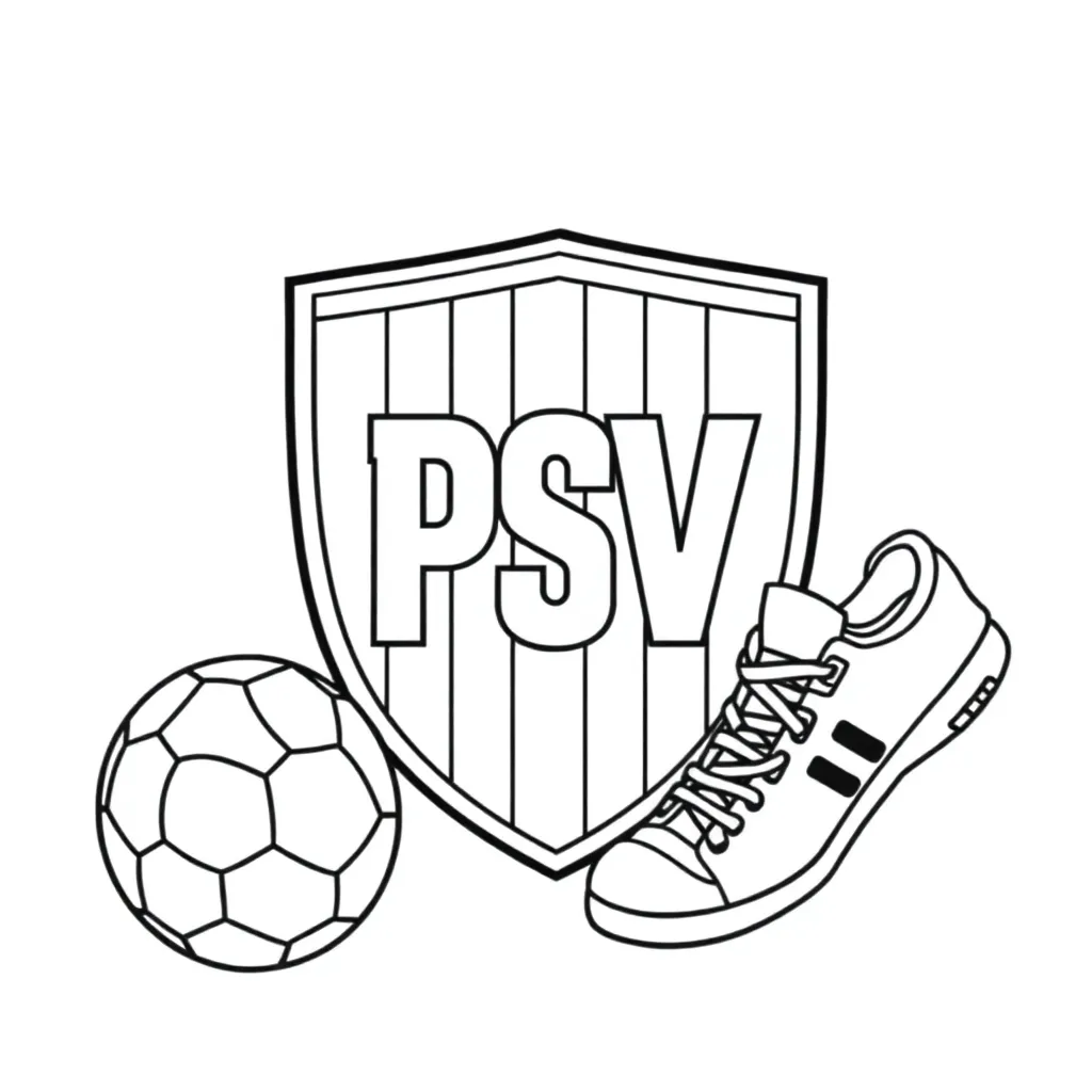 PSV, logo, coloriage, noir, blanc coloriage pour enfants