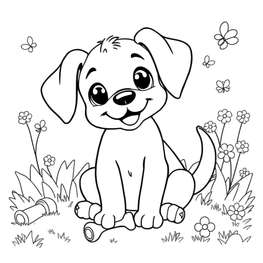 Puppy coloring page for children