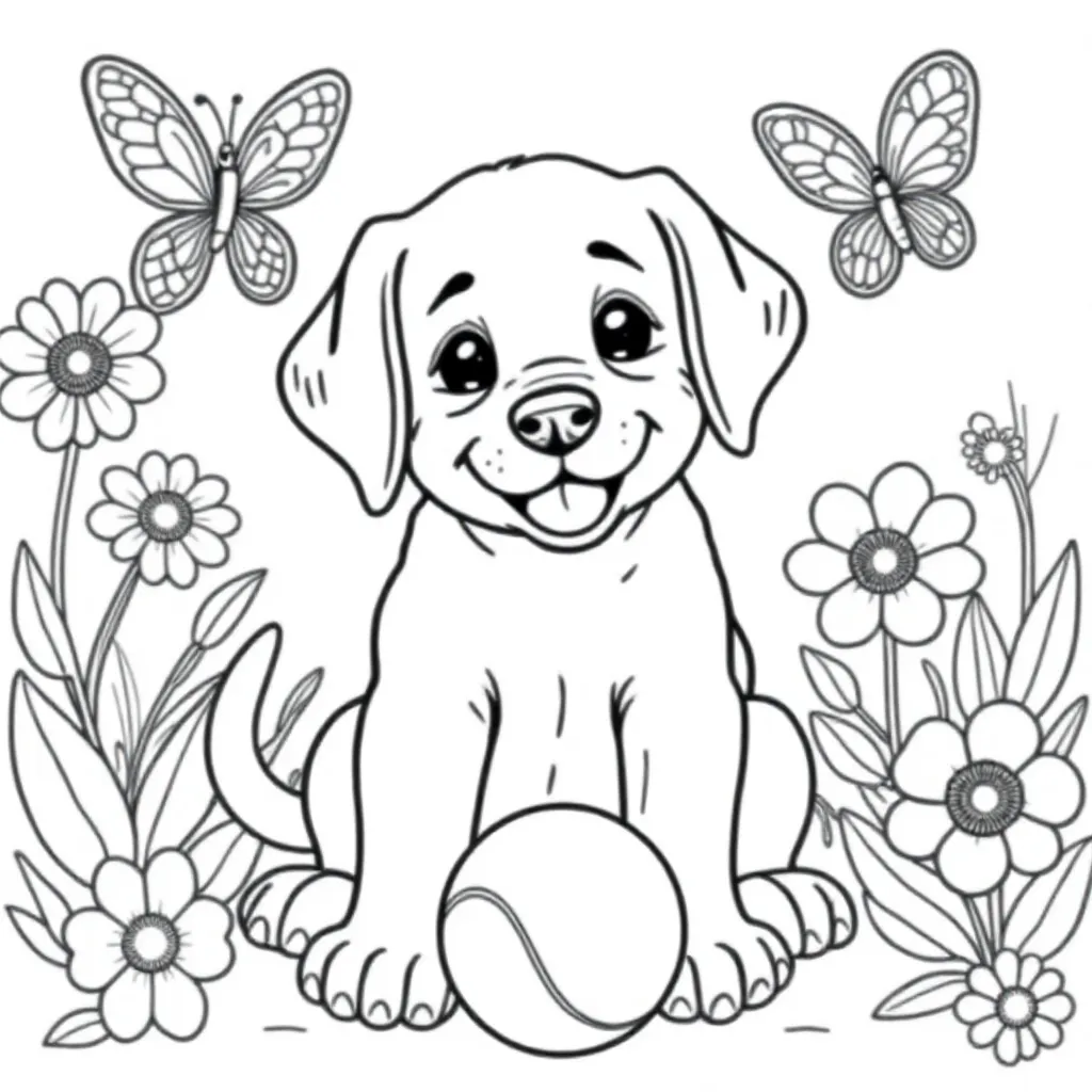 puppy labrador schattig kleurplaat voor kinderen