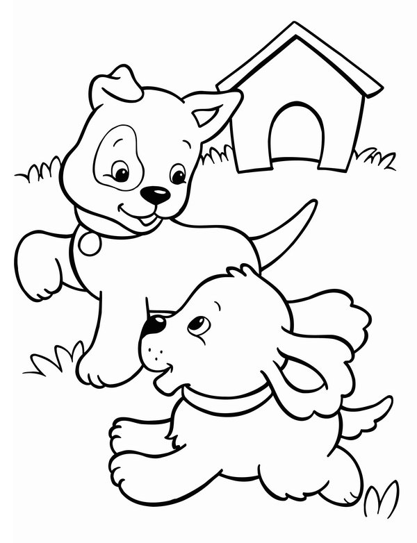 Puppys Samen Rennen coloring page for children
