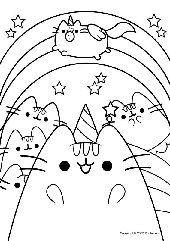 Pusheen Arco Iris coloring page for children