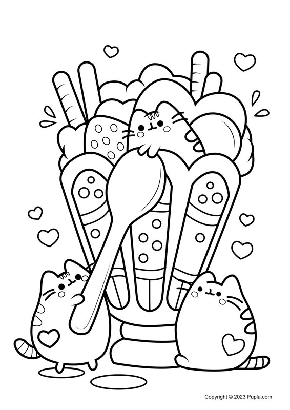 Pusheen Ice Cream coloring page for children