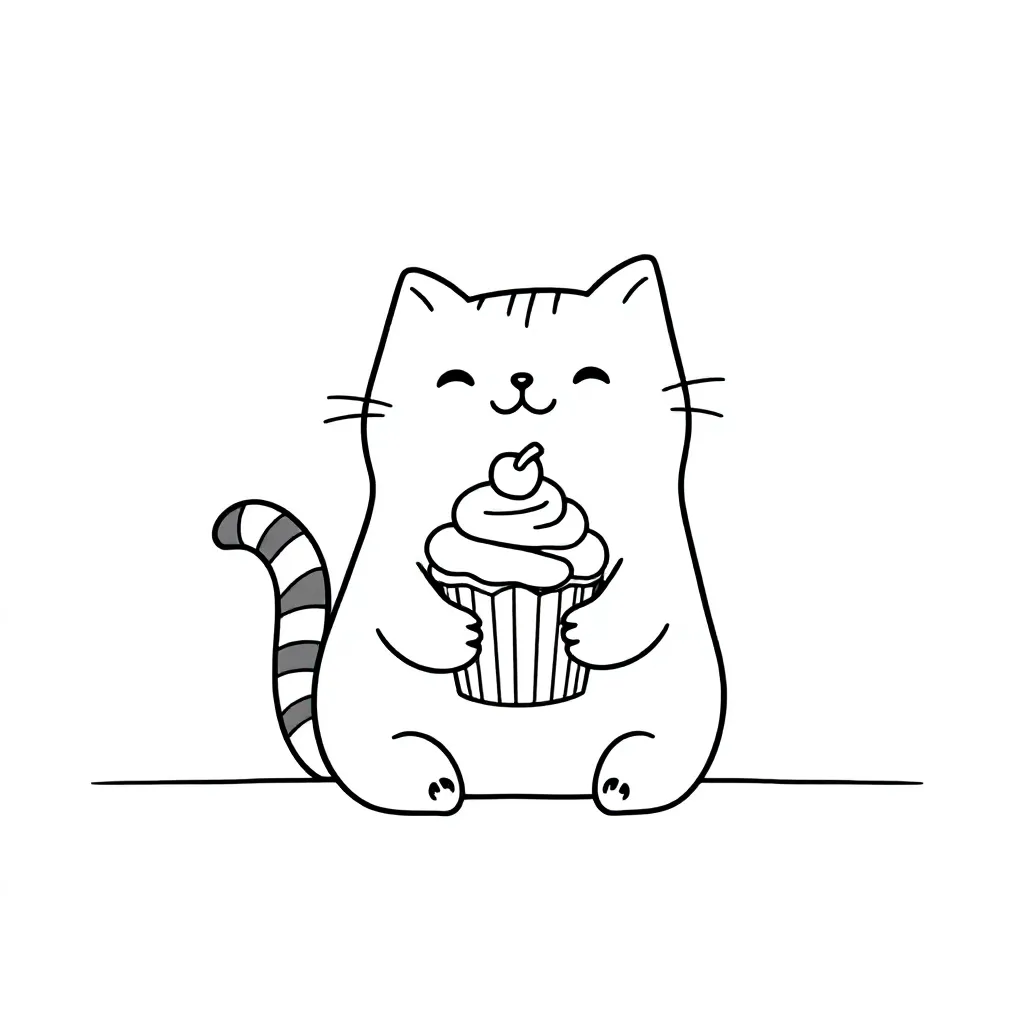 Pusheen coloring page for children