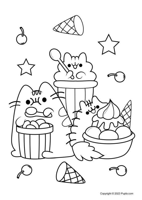 Pusheen Pip And Stormy coloring page for children