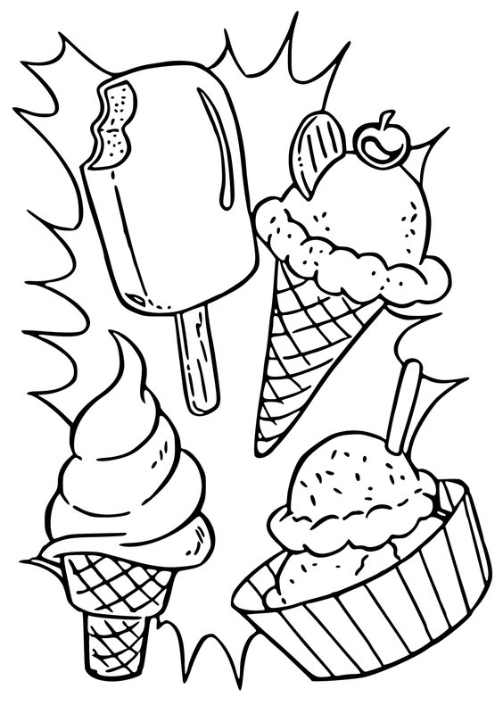 Quatre Glaces Differentes coloring page for children
