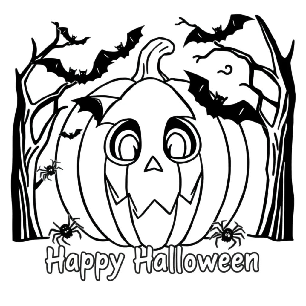 Quiver Halloween Pompoen Kleurplaat coloring page for children