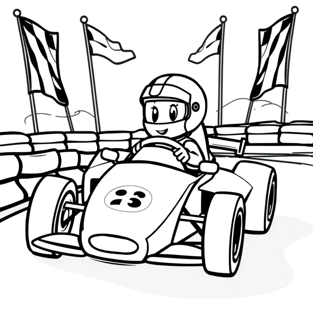 Race Auto Coureur Snelheid Motorsport coloring page for children