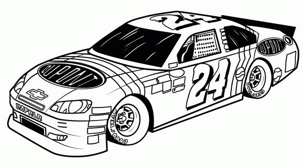 Race Car Nascar coloring page for children