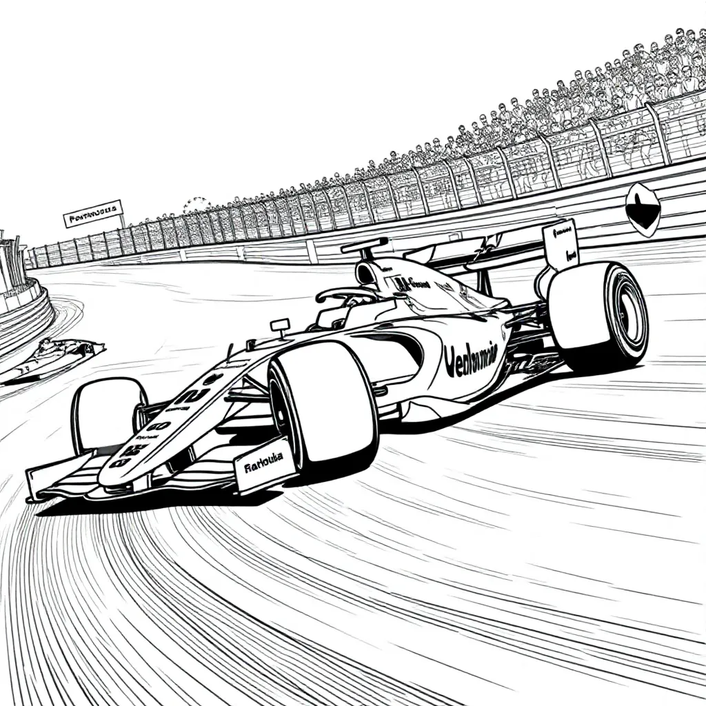 Racebaan Bochten Formule 1 coloring page for children