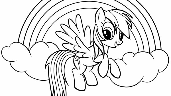 Rainbow My Little Pony coloring page for children