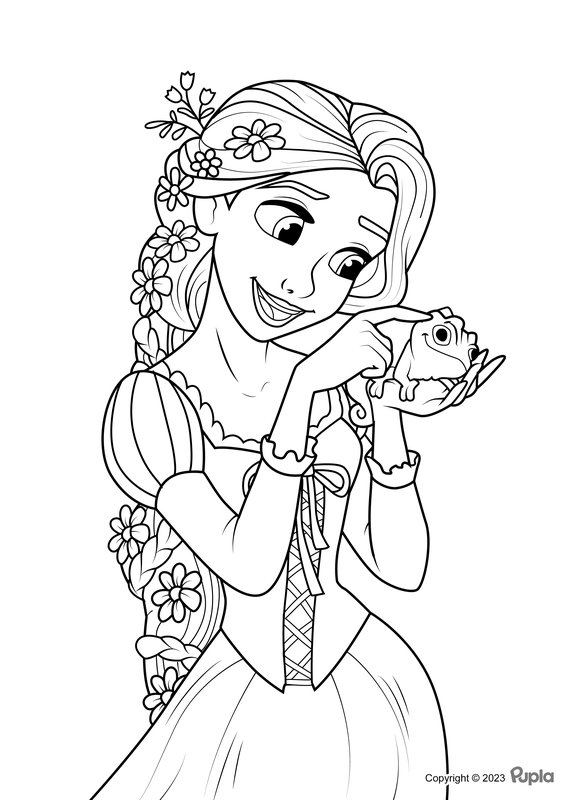 Raiponce Caresser Pascal coloring page for children