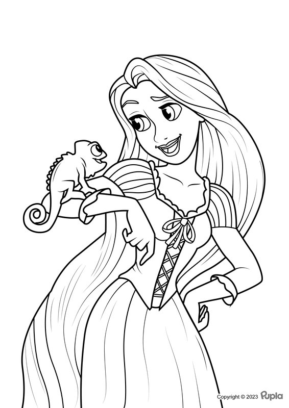Raiponce Et Pascal Se Regardent coloring page for children