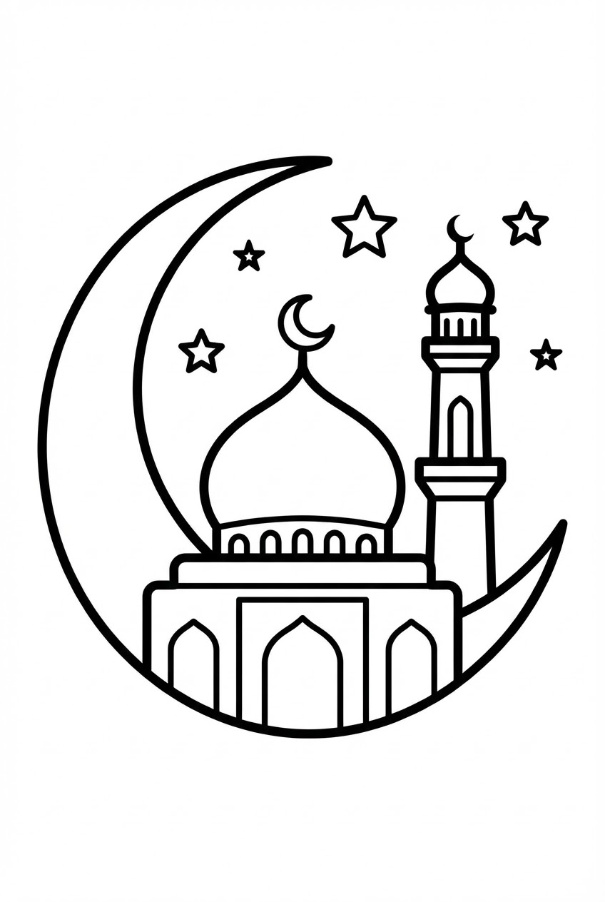 Ramadan kalender coloring page line art
