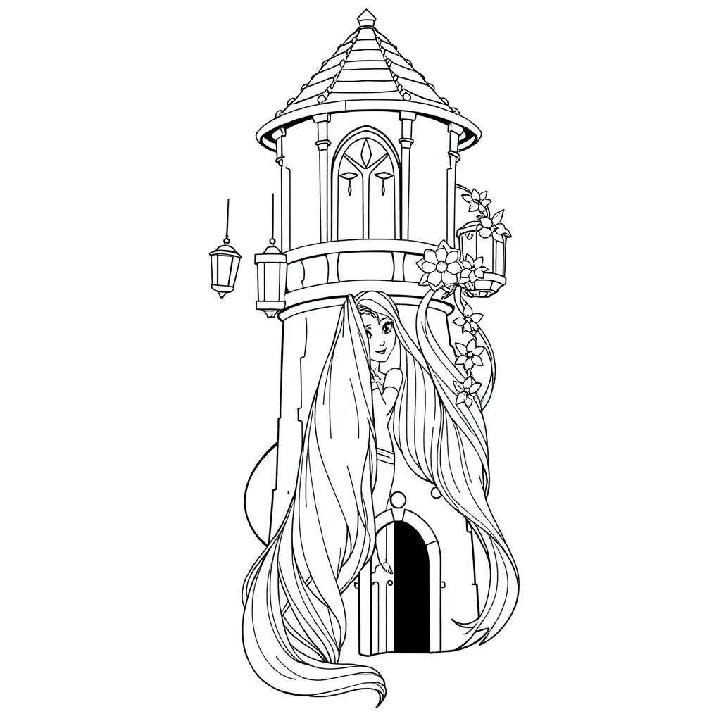 Rapunzel Prinses Lang Haar Sprookje Disney coloring page for children