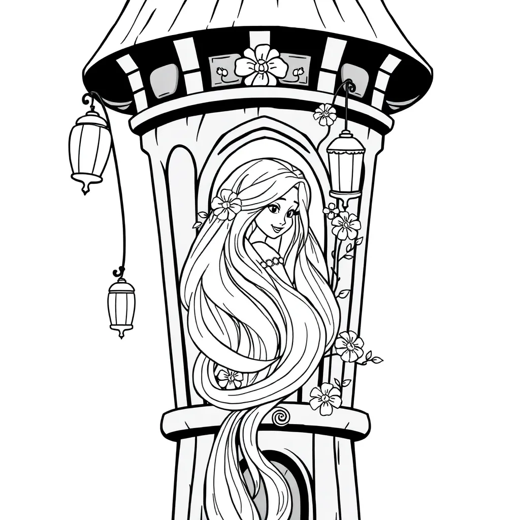 Rapunzel Prinses Sprookje Lang Haar Disney coloring page for children