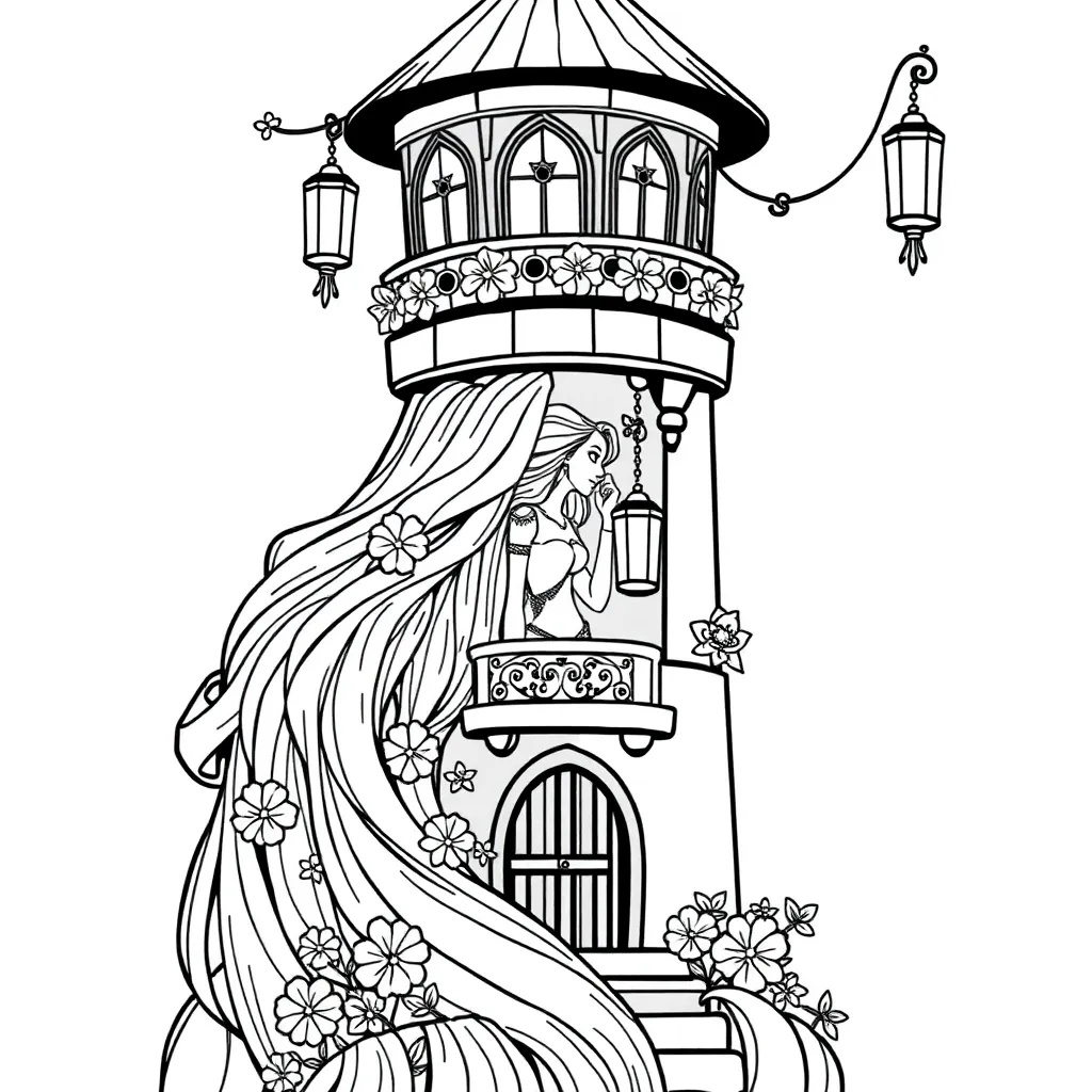 Rapunzel Sprookje Prinses Lang Haar Disney coloring page for children