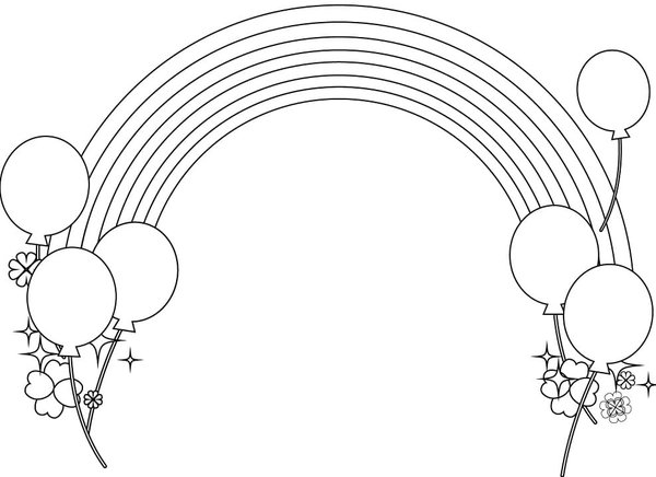 Regenbogen mit Luftballons coloring page for children