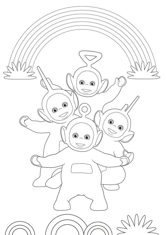 Regenbogen mit Teletubbies coloring page for children