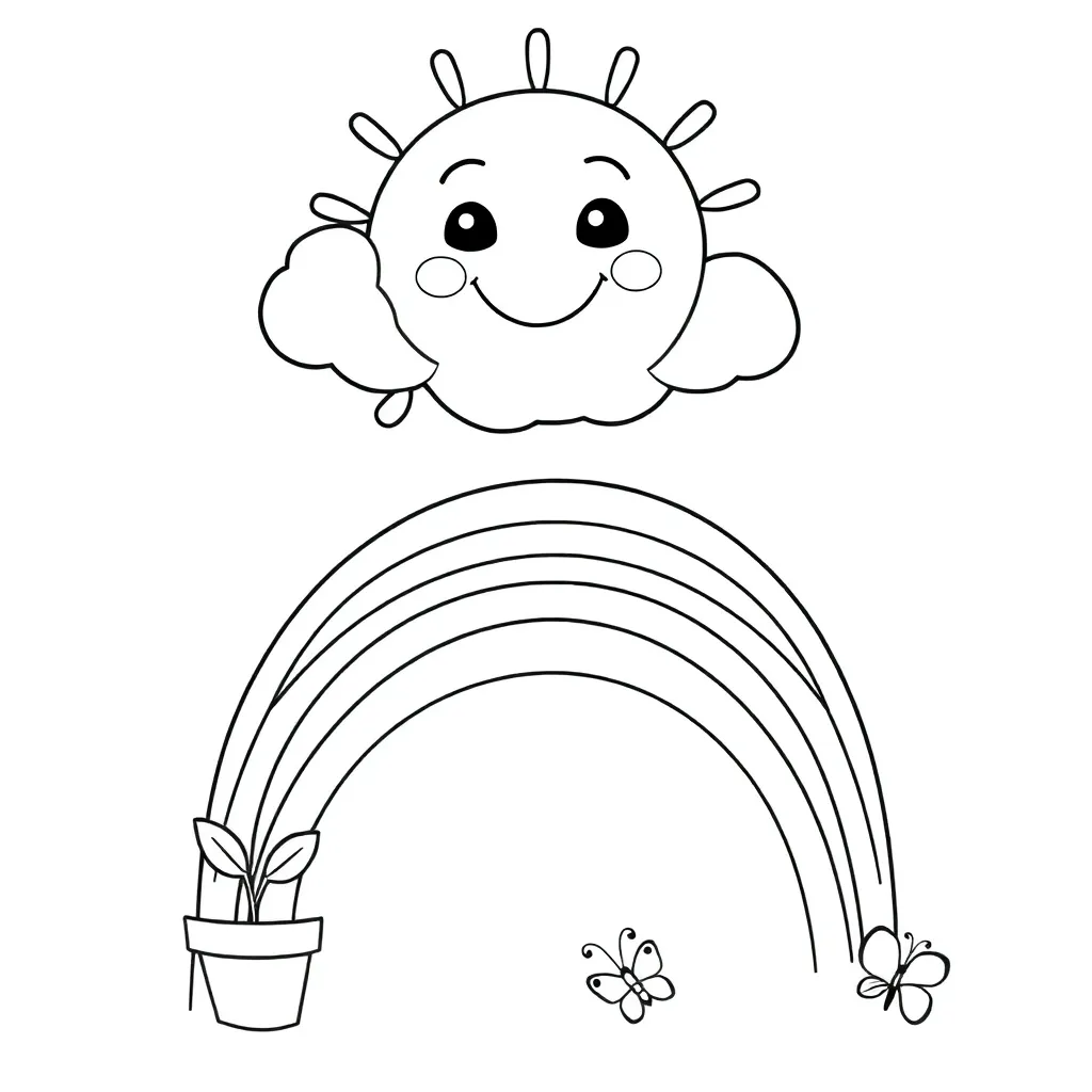 Regenboog Vrolijk Kunst Creatief Kinderen coloring page for children