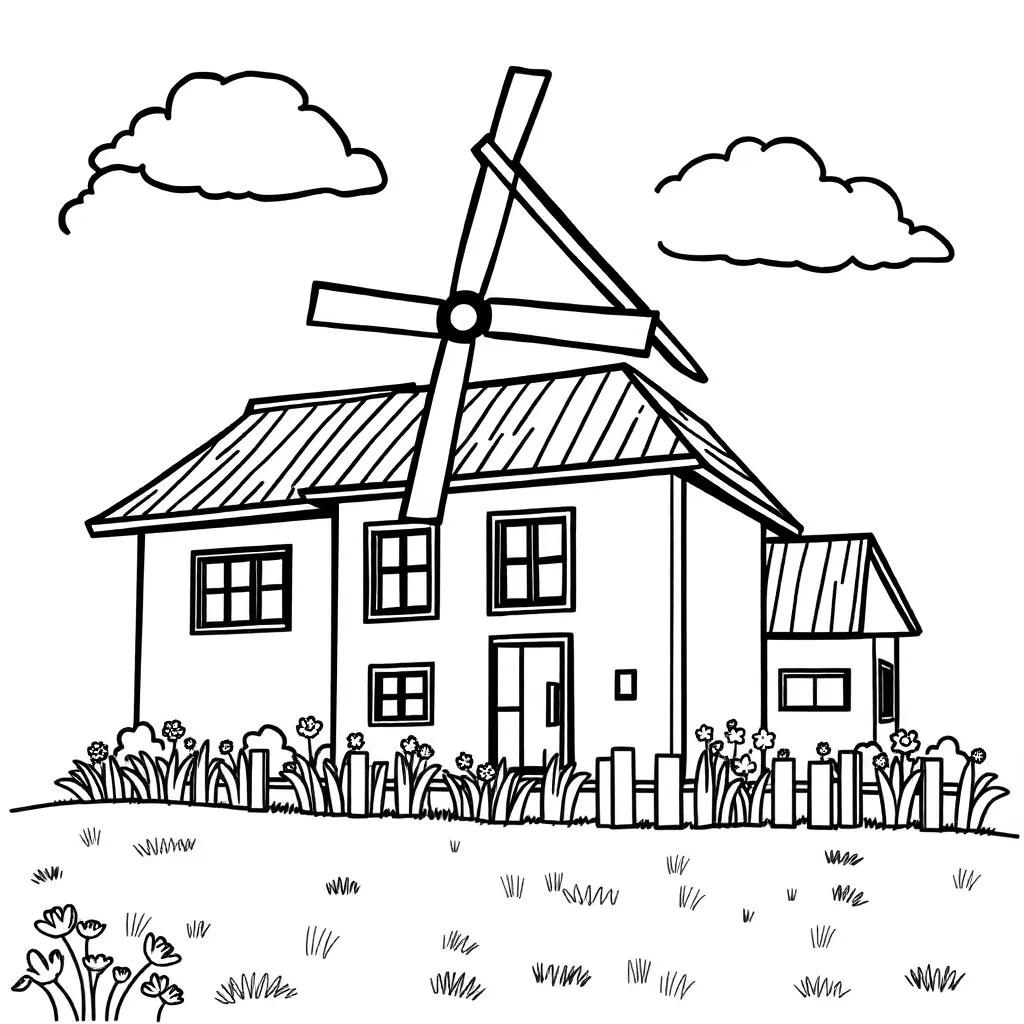 Regenboog Zon Wolken Natuur Vrolijk coloring page for children