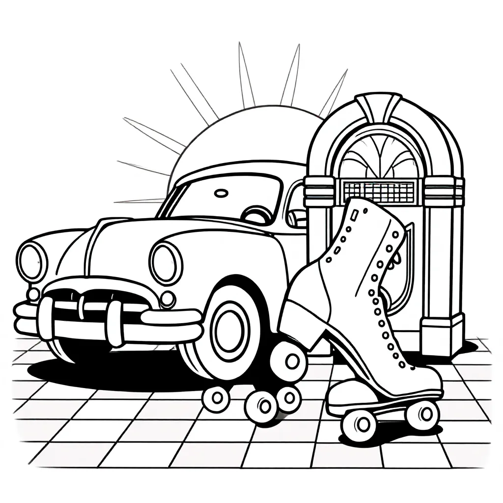 Retro coloring page for children