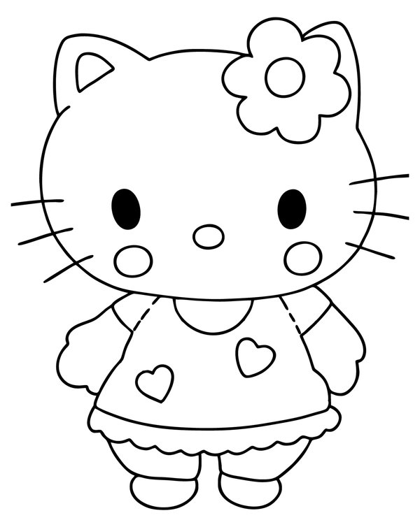 Robe Hello Kitty Avec Coeur coloring page for children