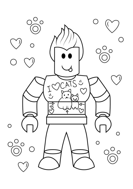Roblox Ich Liebe Katzen Tshirt coloring page for children