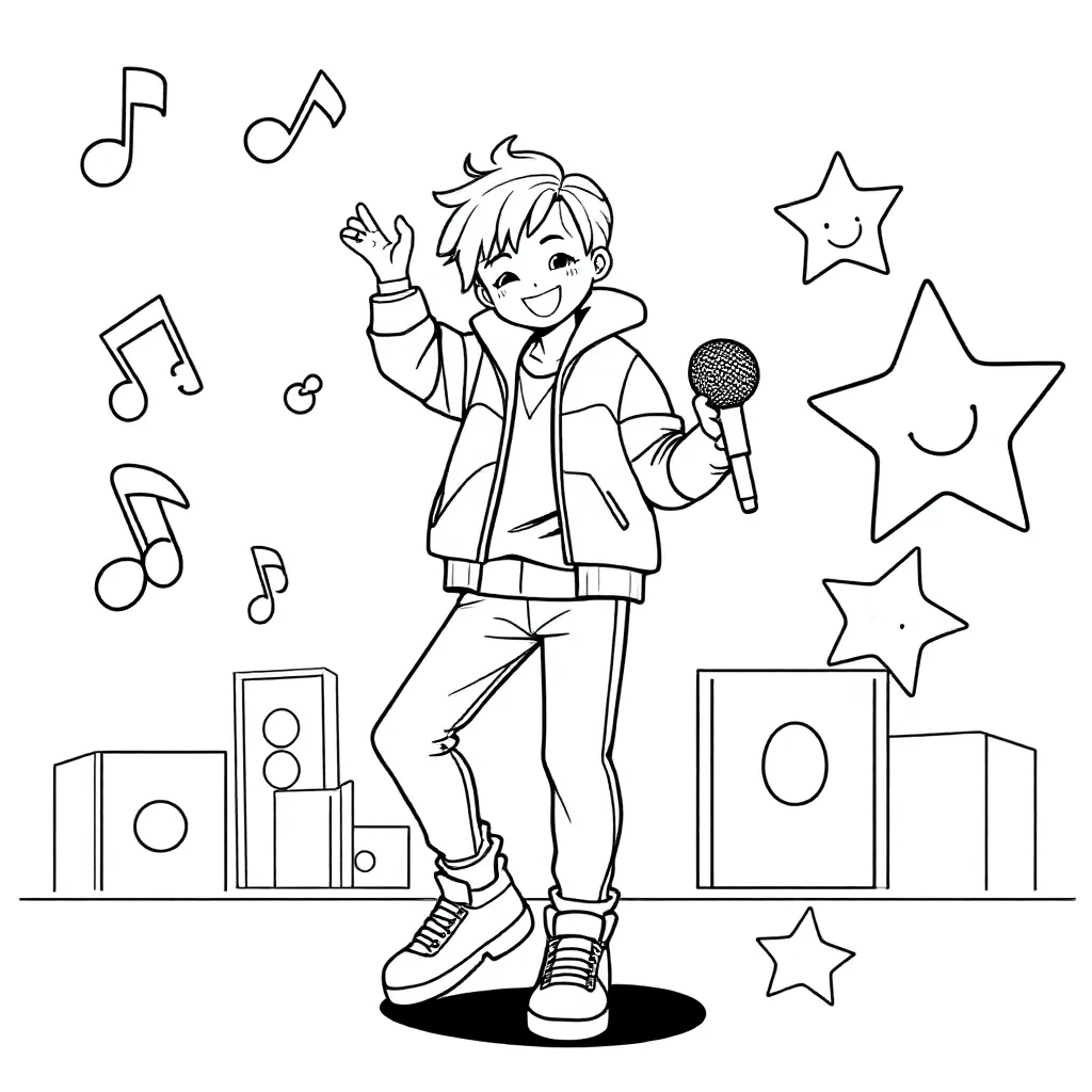 Roumy kpop kleurplaat voor kinderen