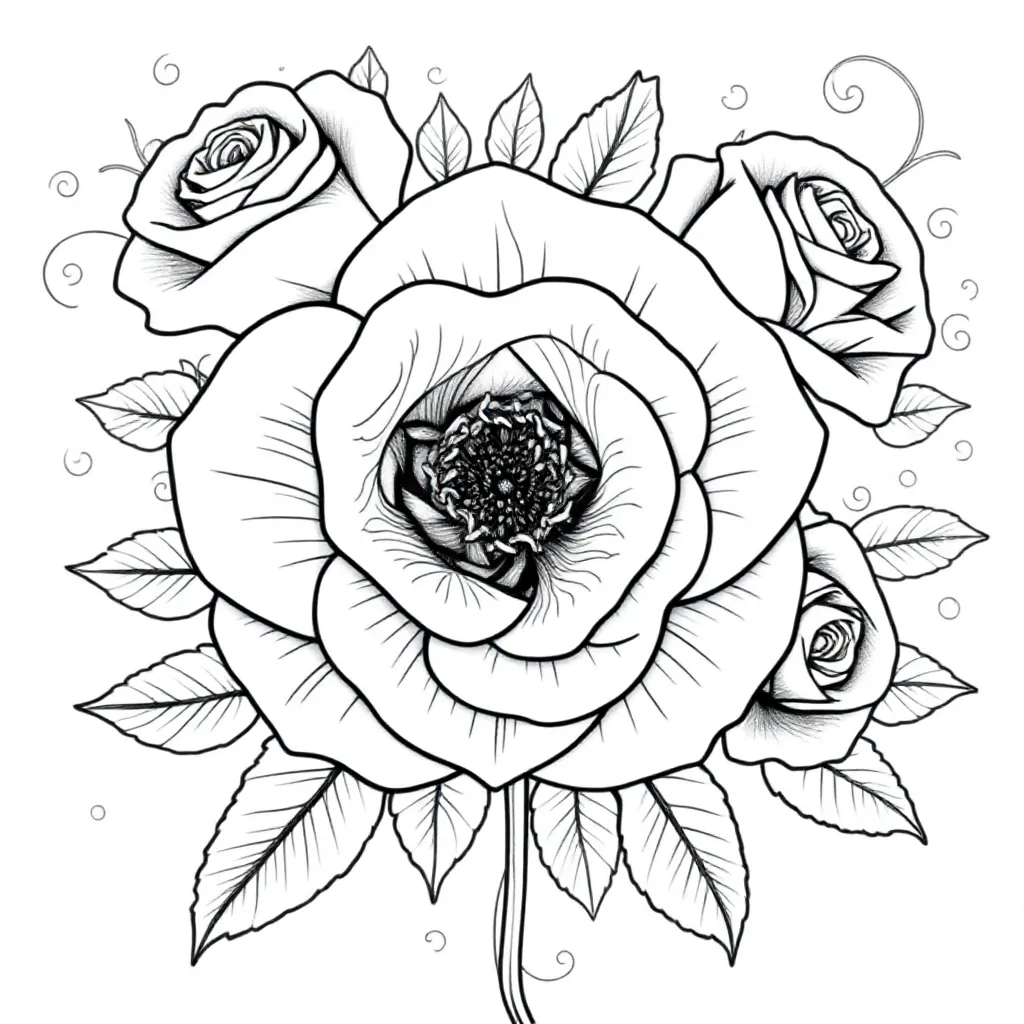 Rozen coloring page for children