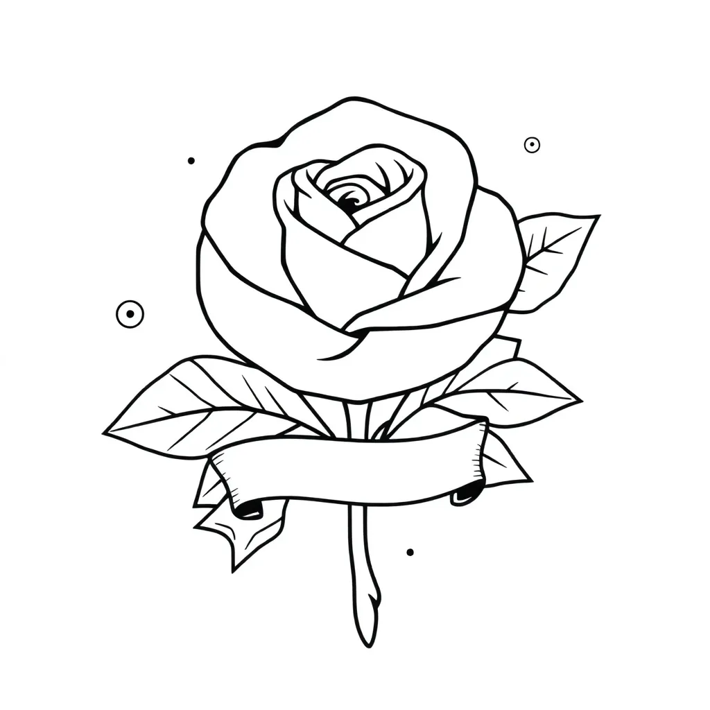 rozen, tattoo, black, white, zwart coloring page for children