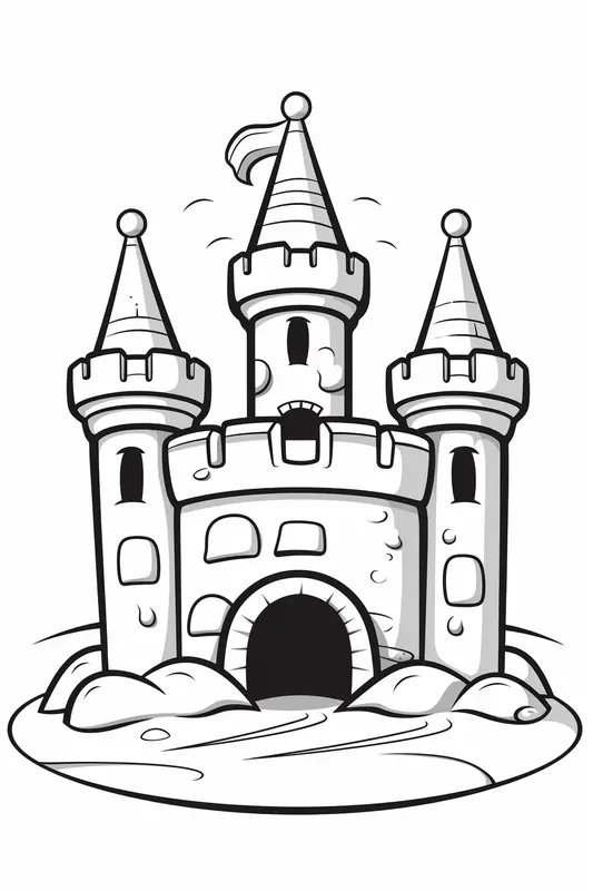 Sandburg am Strand coloring page for children