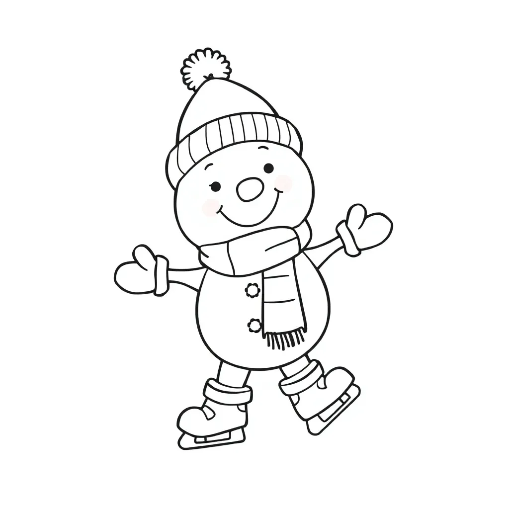 Schaatsende Sneeuwman coloring page for children