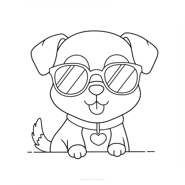 Schattige Hond Met Zonnebril coloring page for children