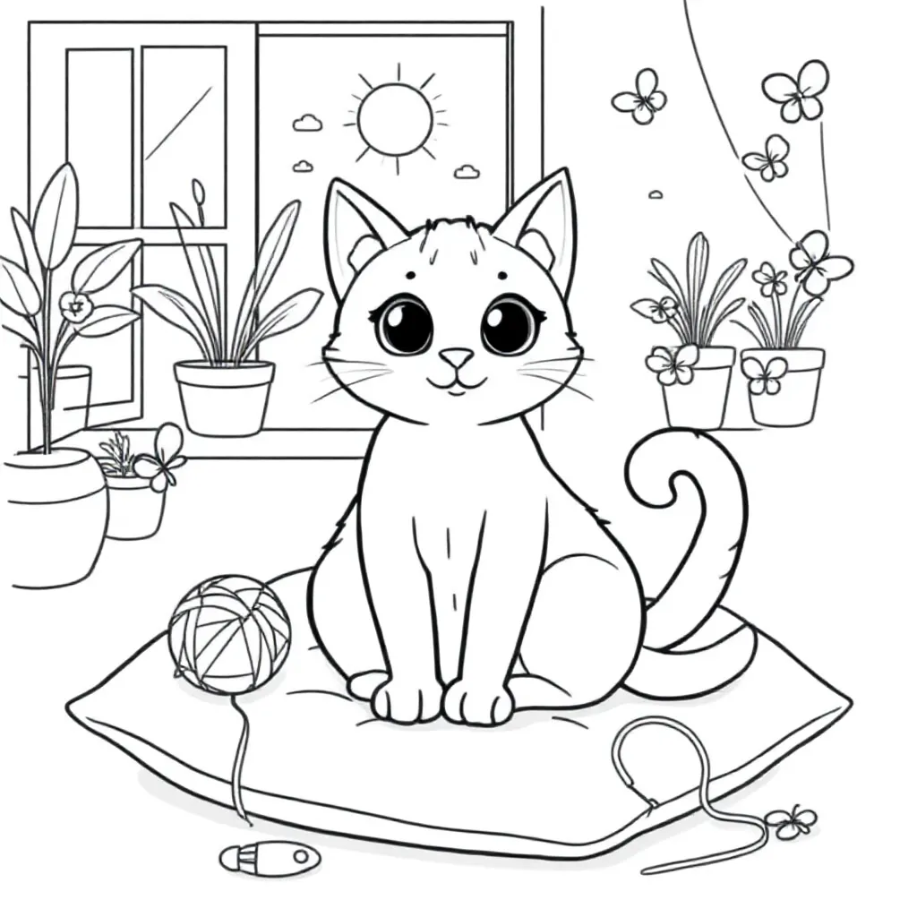 Schattige Kat coloring page for children