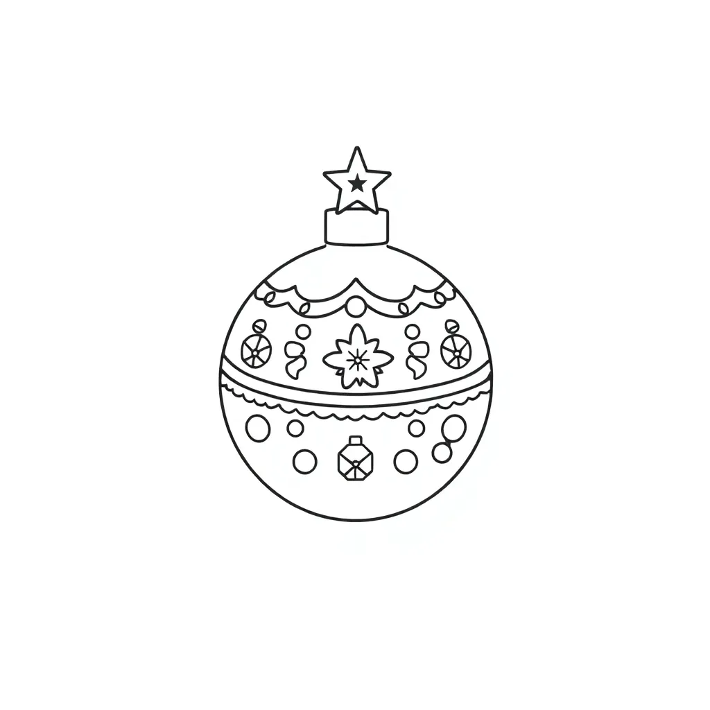 Schattige Kerstbal Feestdagen Kerst Decoratie Rood coloring page for children