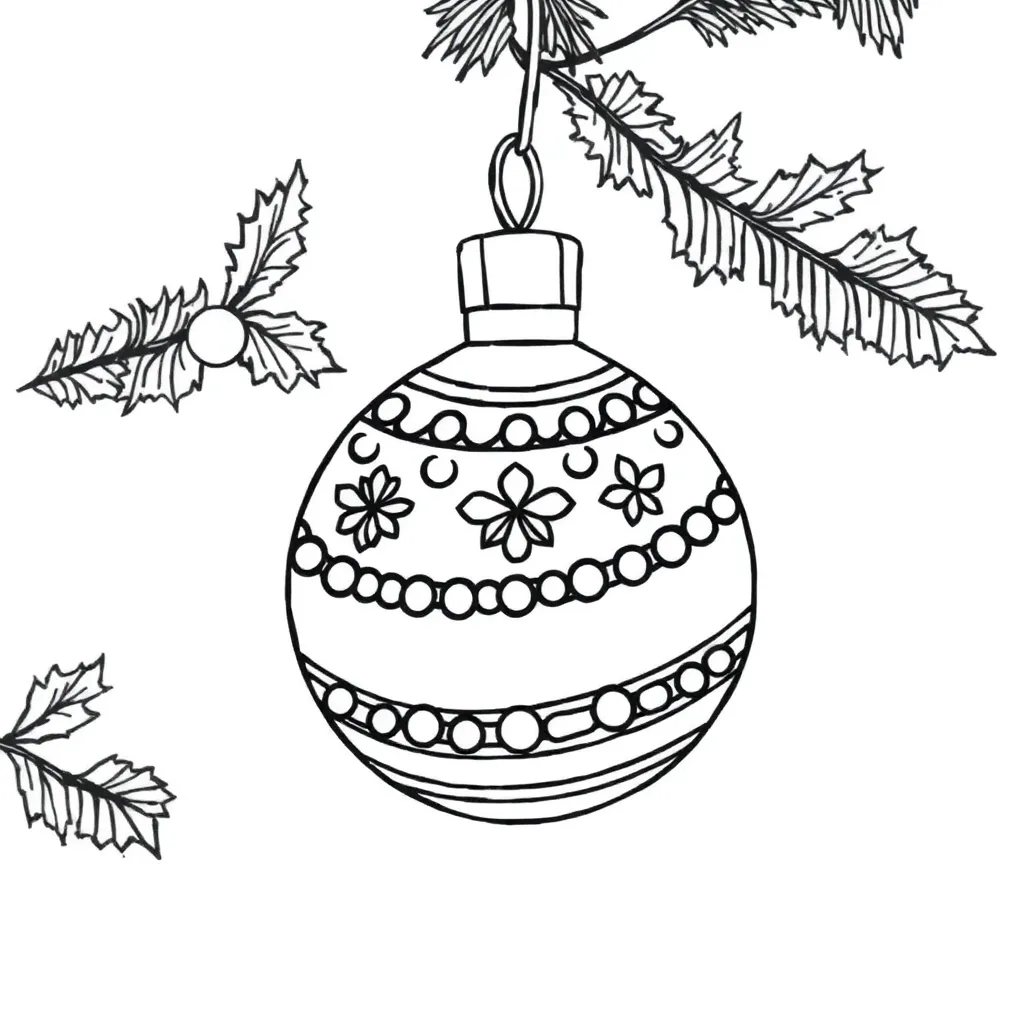 Schattige Kerstbal Feestdagen Kerst Decoratie Rood coloring page for children