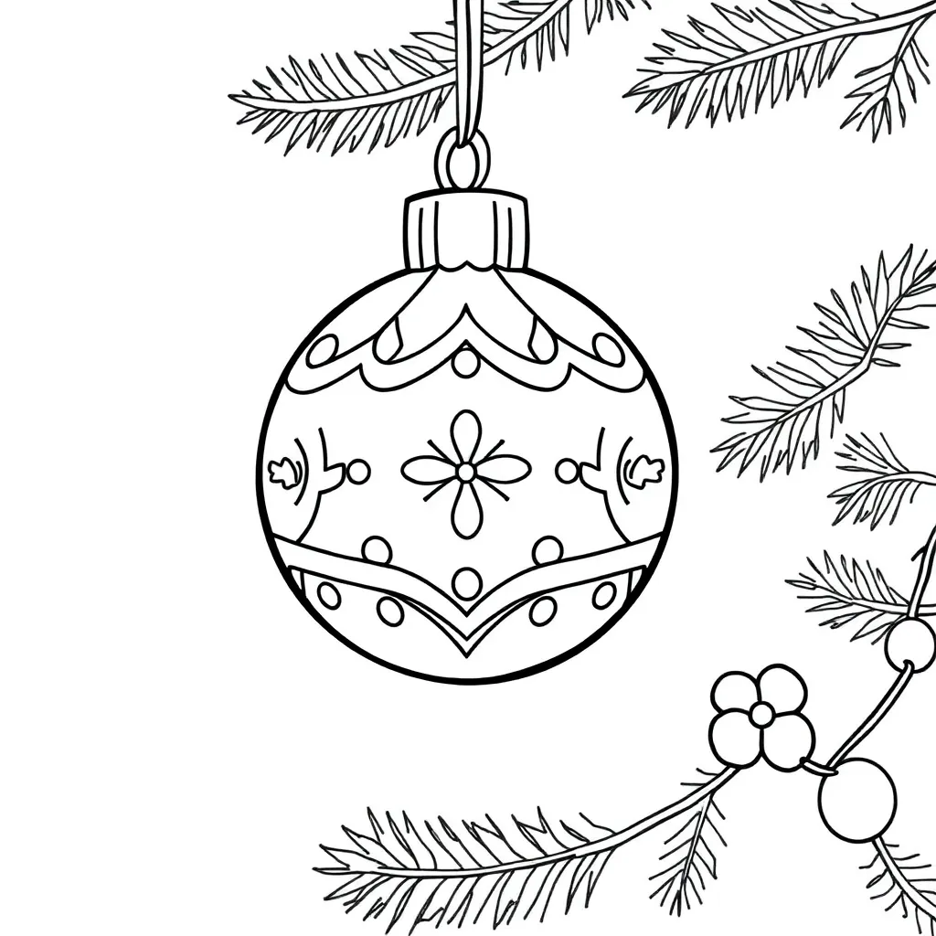 Schattige Kerstbal Feestdagen Kerst Seizoenen coloring page for children