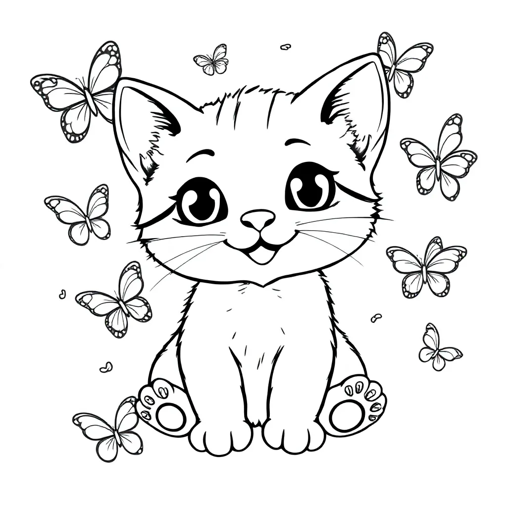 Cute Kittens with Butterflies