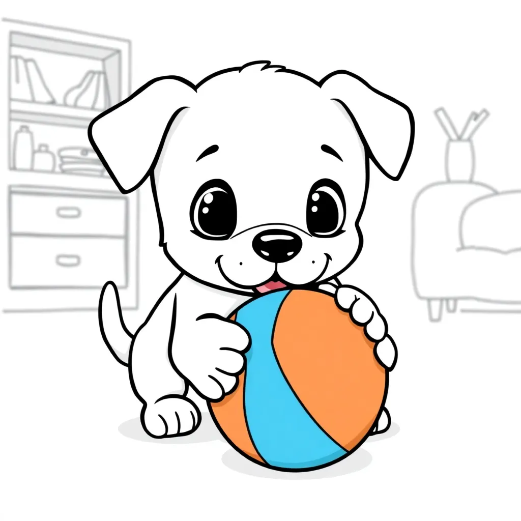 Schattige Puppy Speels Huisdier Kleurrijk coloring page for children
