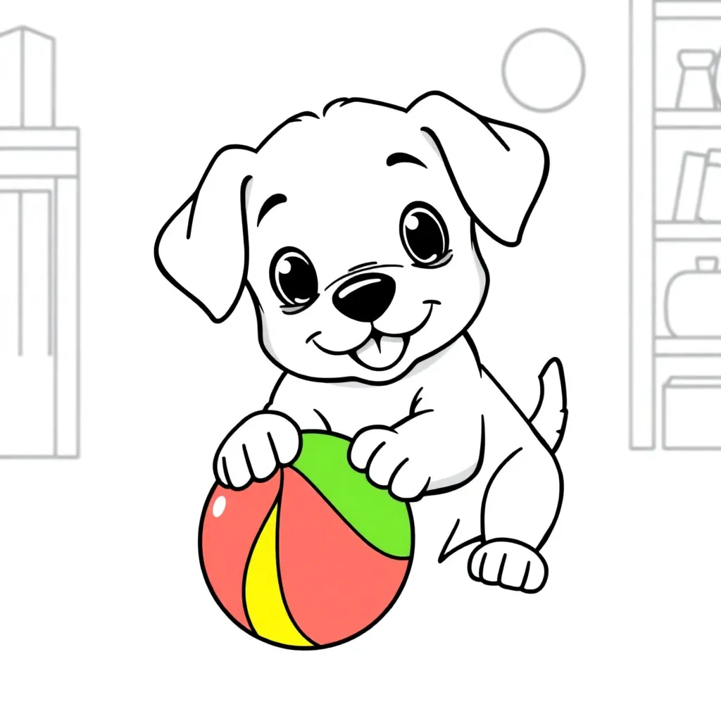 Schattige Puppy Speels Huisdier Vrolijke Illustratie coloring page for children