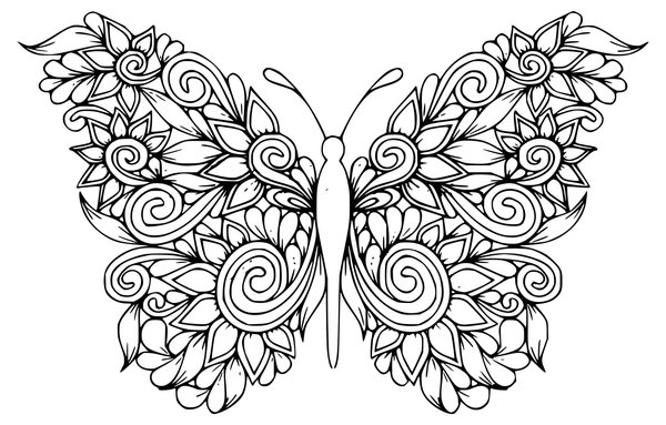 Schmetterling mit Blumenflügeln coloring page for children