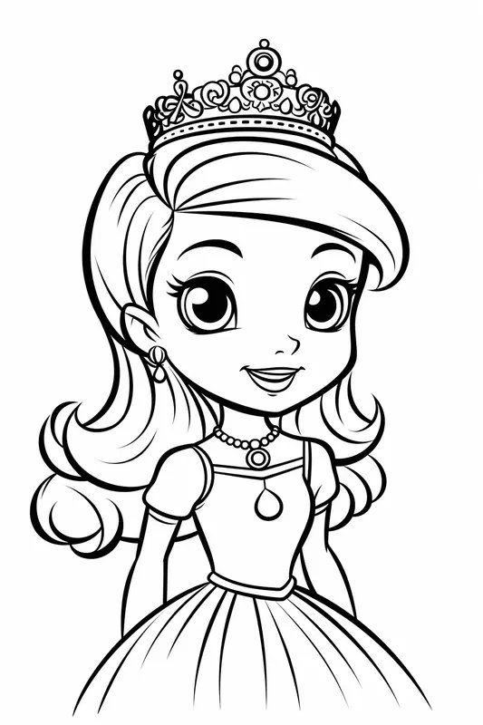 Feuille de coloriage Belle Princesse aux longs cheveux