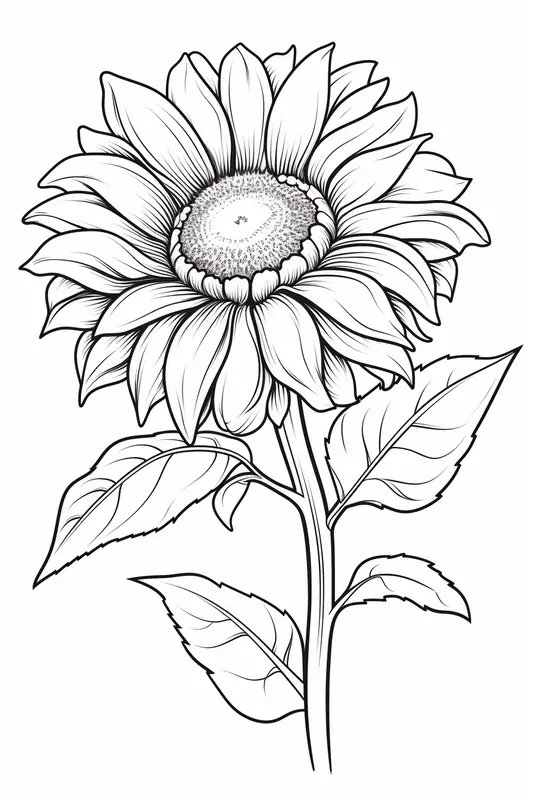 Fichier de coloriage Belle tournesol réaliste