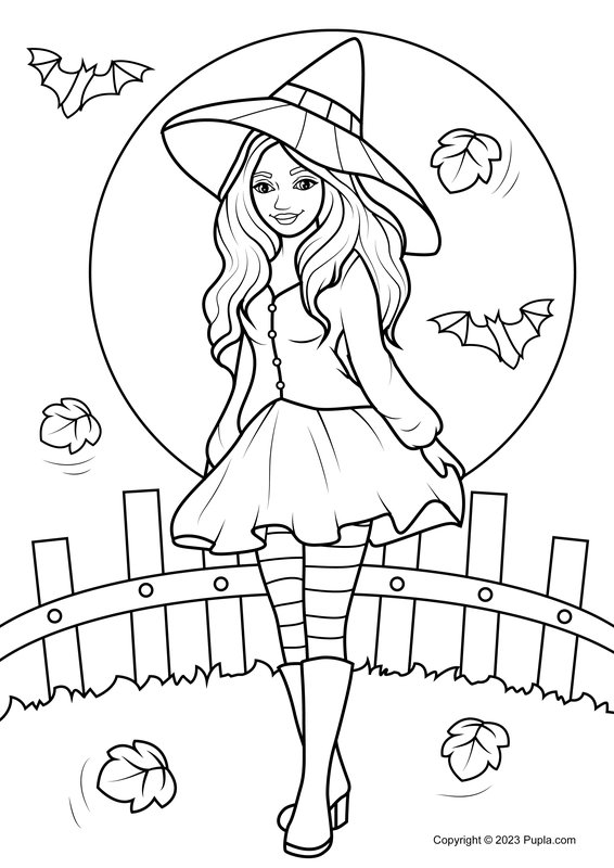 Schönes Halloween-Mädchen coloring page for children