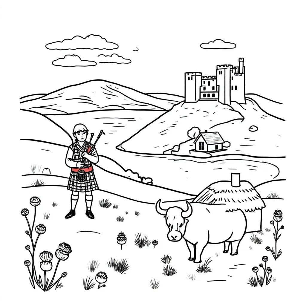 Schotland coloring page for children