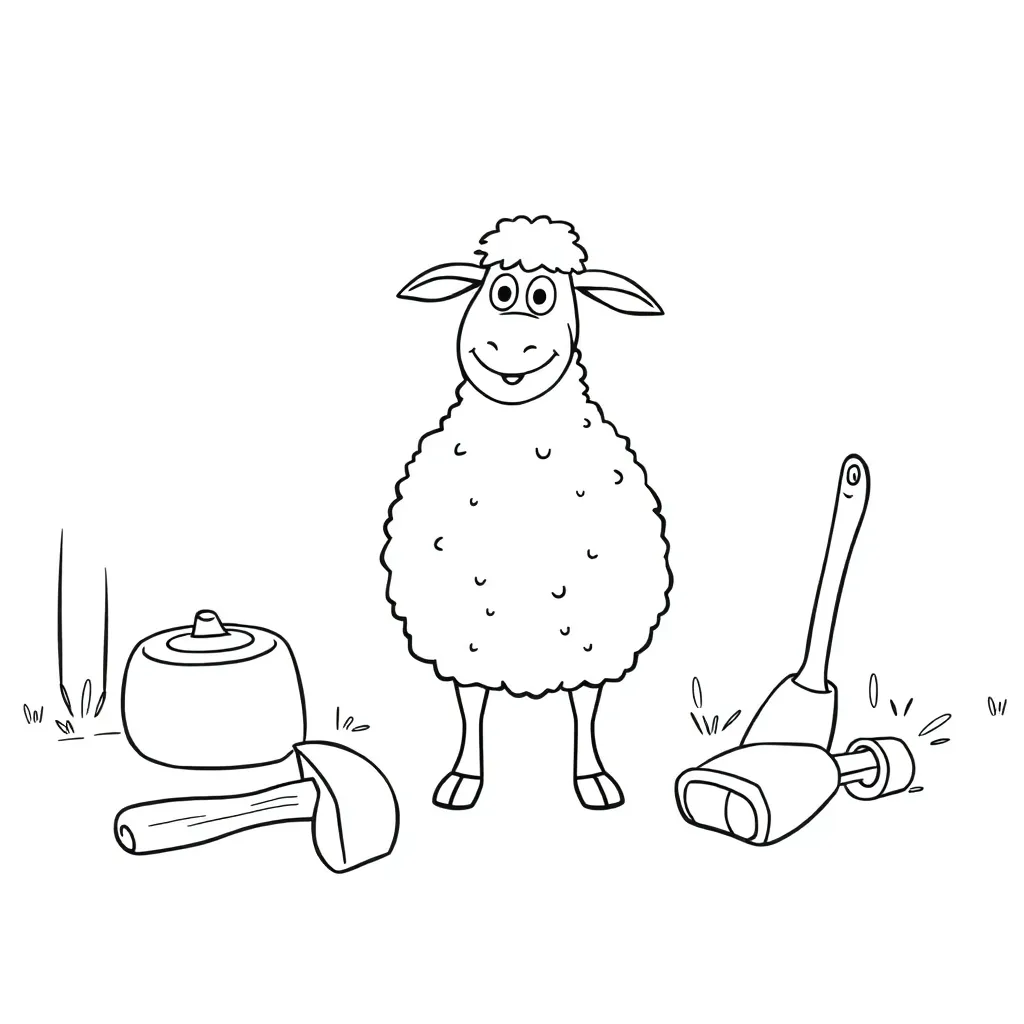 Shaun Schaap Cartoon Gereedschap Boerderij coloring page for children