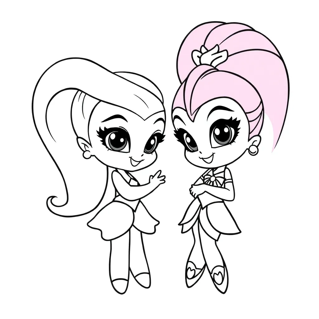 Shimmer Shine Magisch Tovenaars Vriendschap coloring page for children