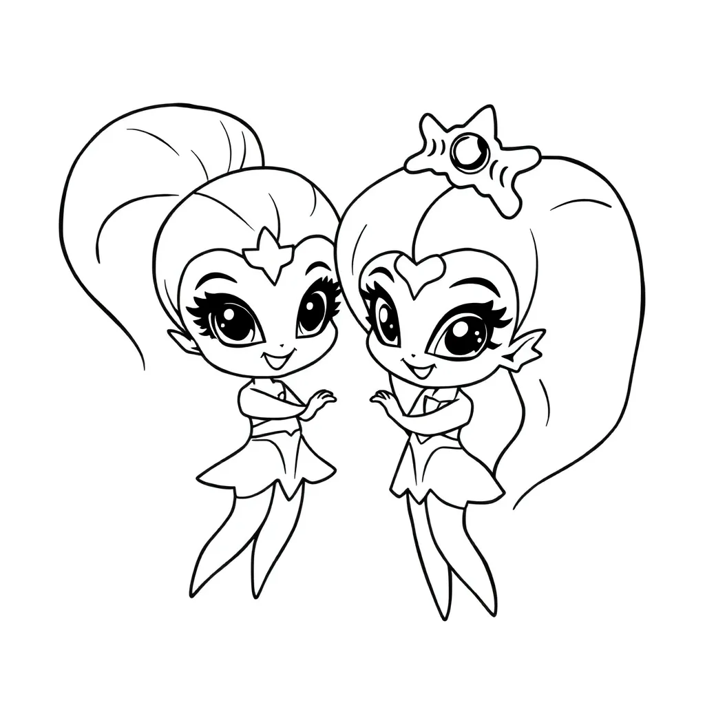 Shimmer Shine Magische Tovenaars Tekenfilm coloring page for children